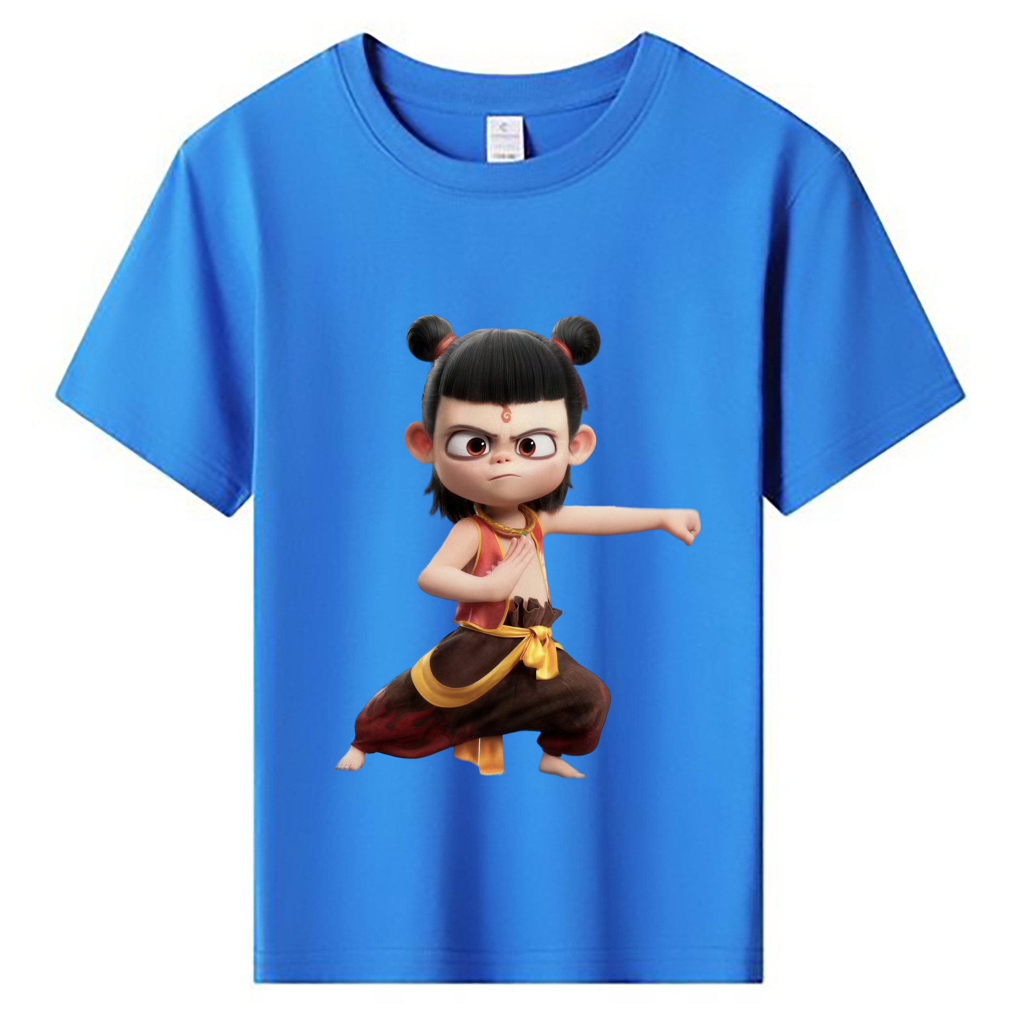 （画像用） Ne Zha 2 ナタ 魔童の大暴れ 綿100％キッズTシャツ（フロントプリント）